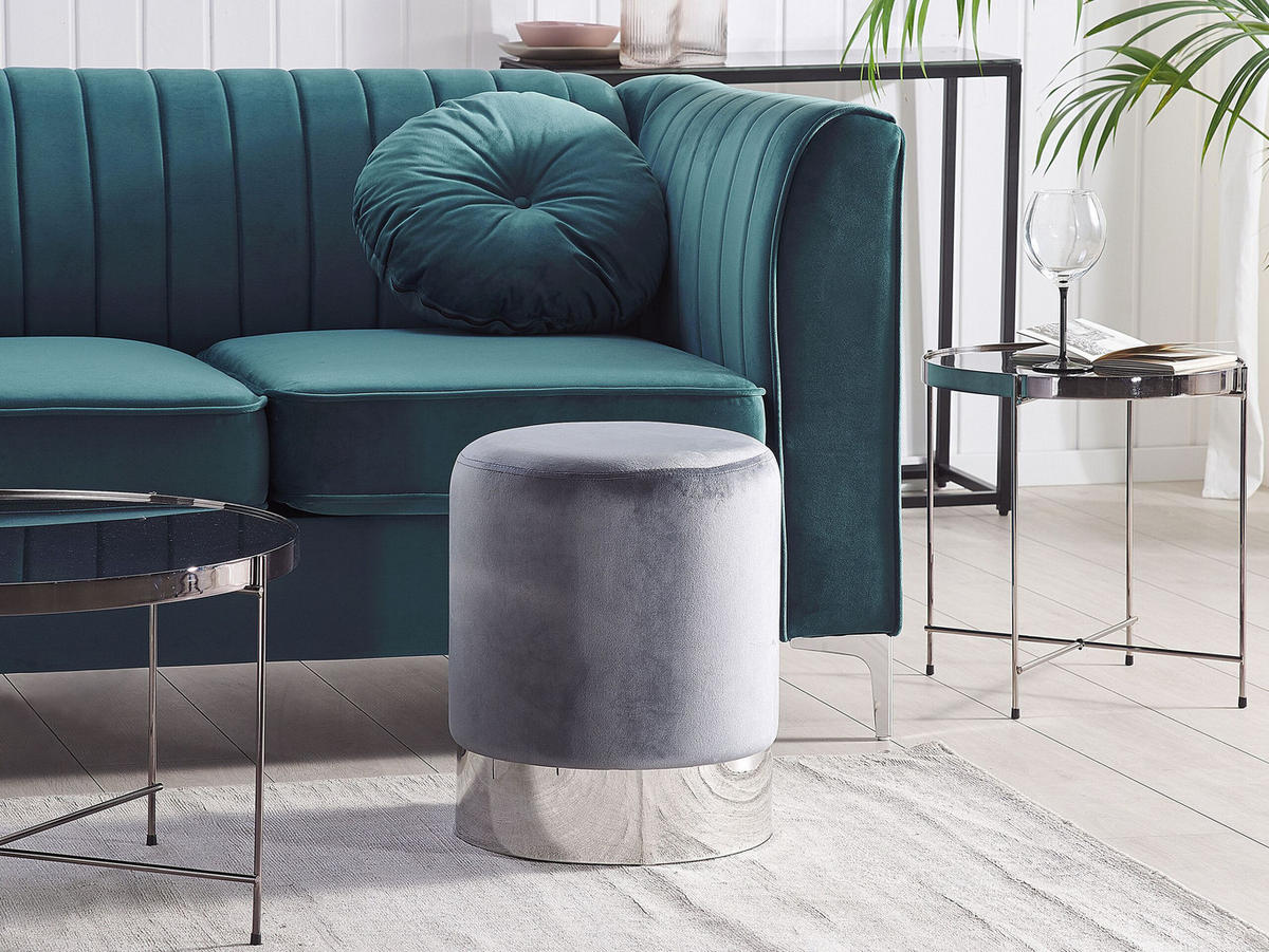 POUF Brigitte 36/36/44 cm - Grau, Textil (36/44/36cm) - Beliani