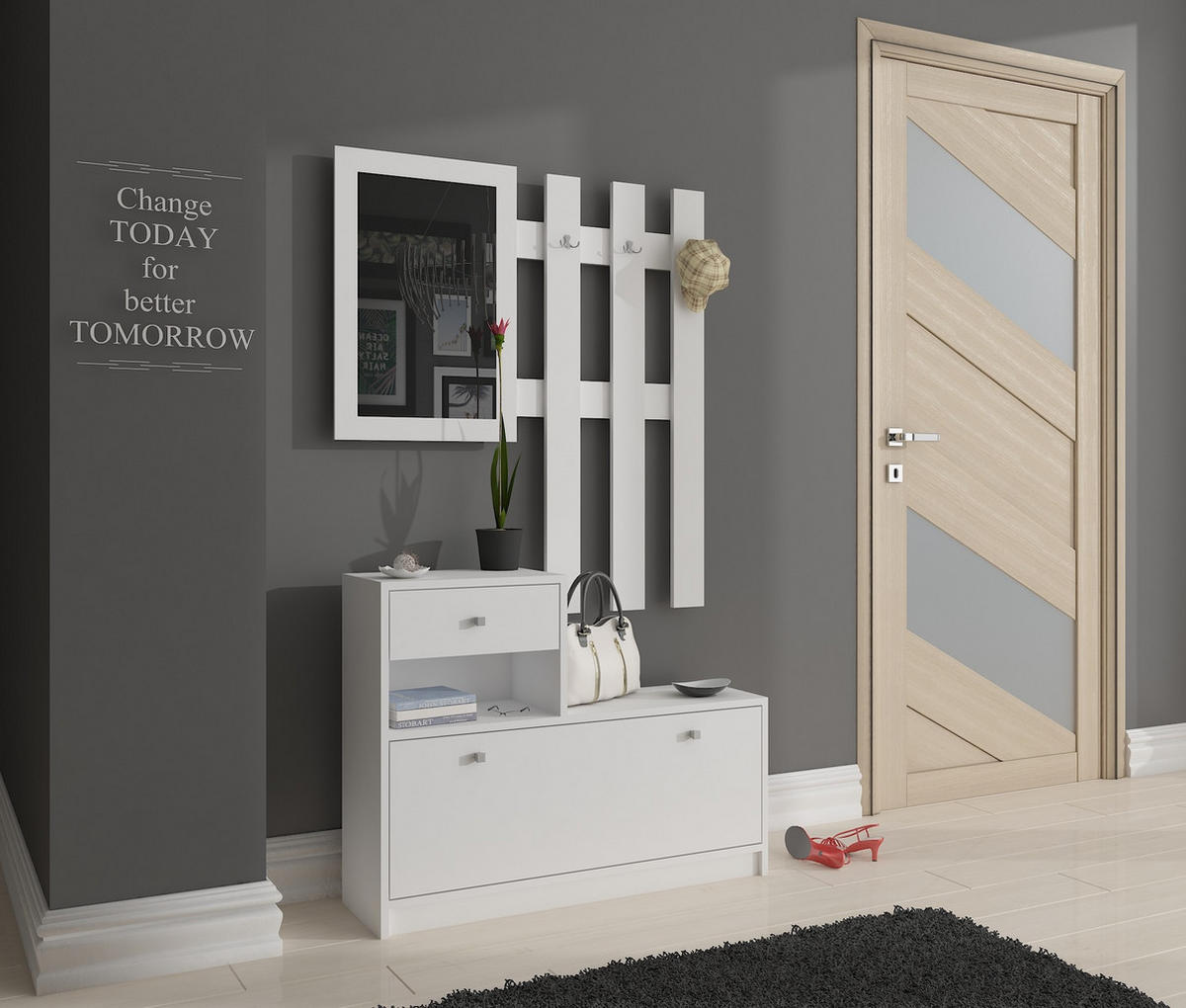 GARDEROBE Weiß 90x25x170 cm - Silberfarben/Weiß, Holzwerkstoff/Metall (90/170/25cm) - Akord