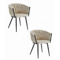 ESSZIMMERSTÜHLE 2er Set Beige Velours, Gepolsterte Sitzfläche, Mit Armlehnen, Bequem Für Wohnzimmer, Küche Und Büro - Beige, Textil (64/81/61cm) - Best For Home