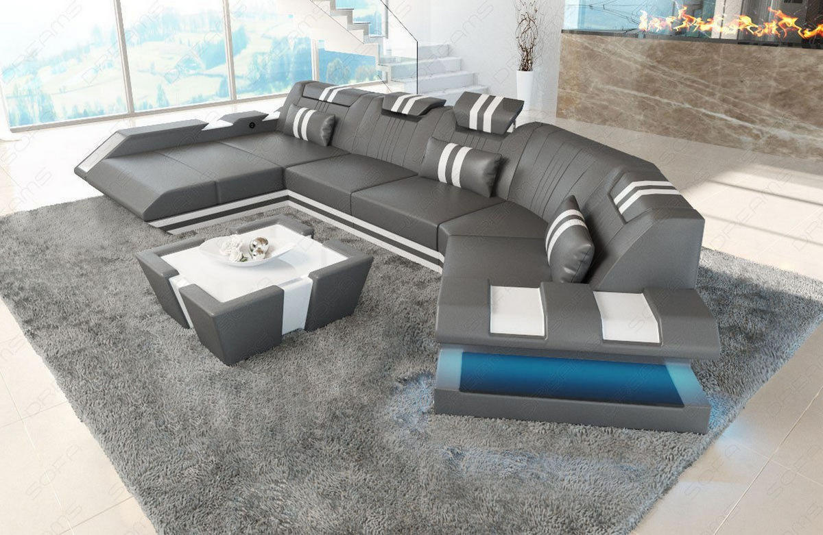 WOHNLANDSCHAFT Apollonia C - Grau, Leder (420/78/190cm) - Sofa Dreams