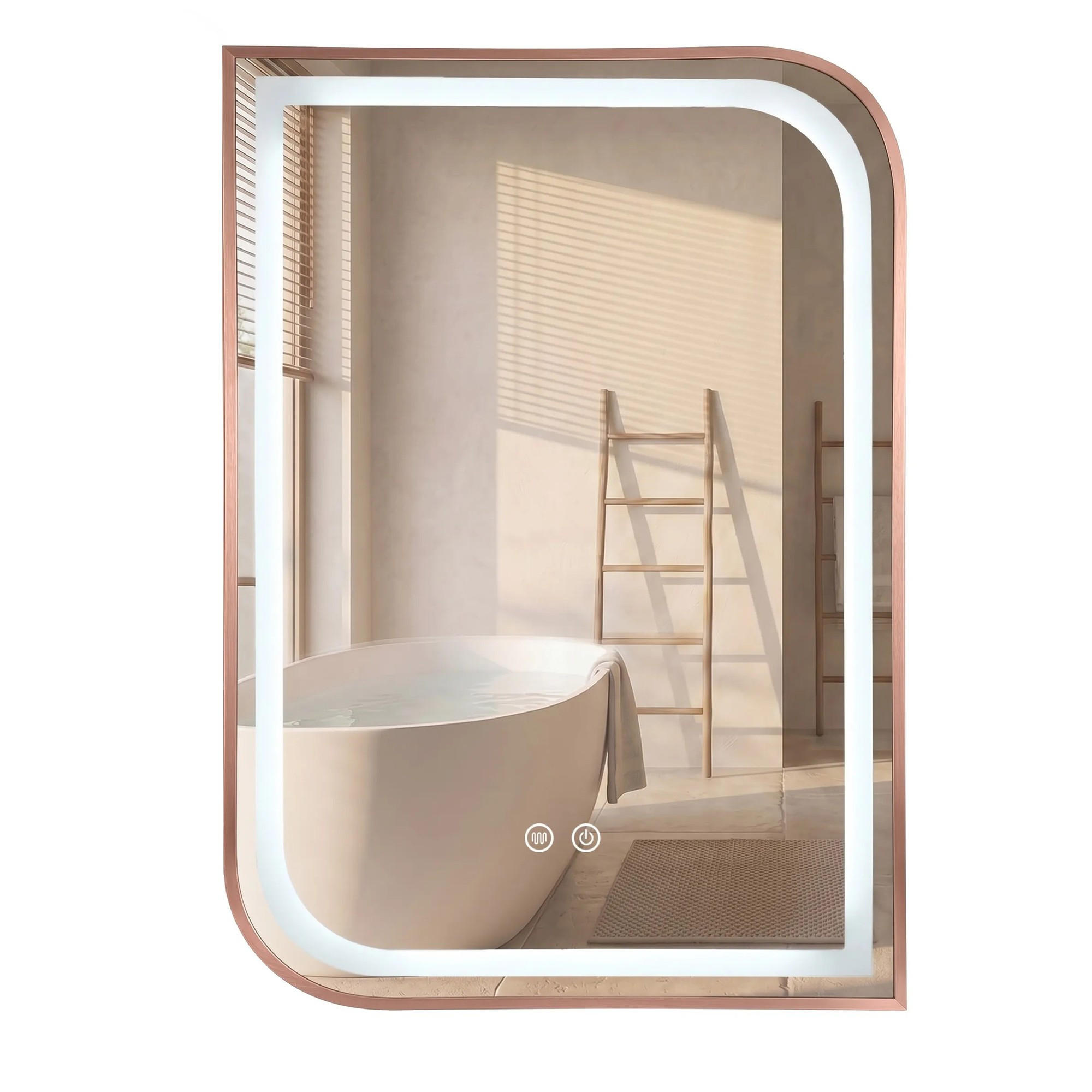 SPIEGEL Rea Led Zone 70x50 Brush Rose Gold - Goldfarben, Glas (50/70/2.5cm) - REA
