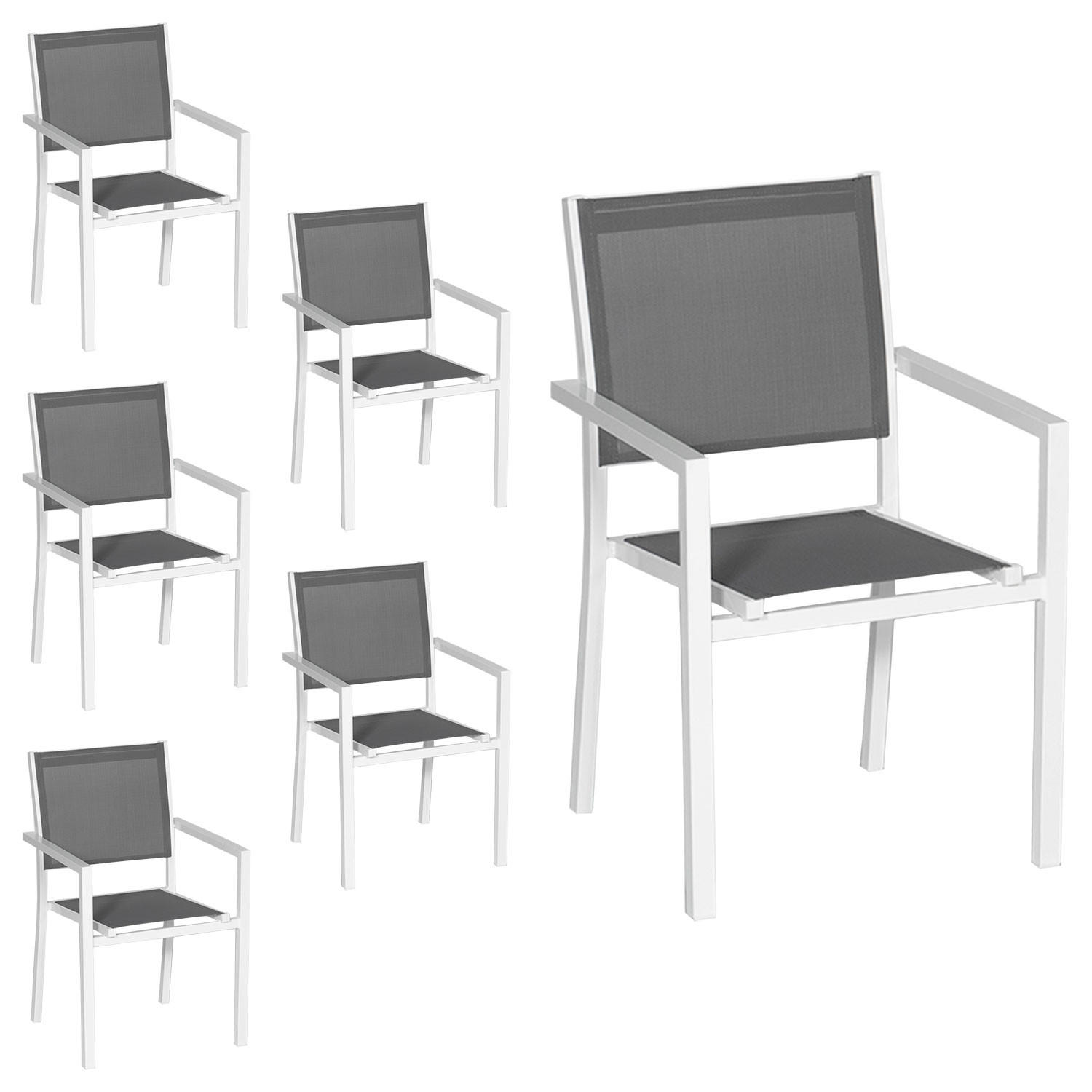 STÜHLE Weiß und Grau 6er-Set - Weiß, Kunststoff (57/89.5/56.5cm) - Happy Garden