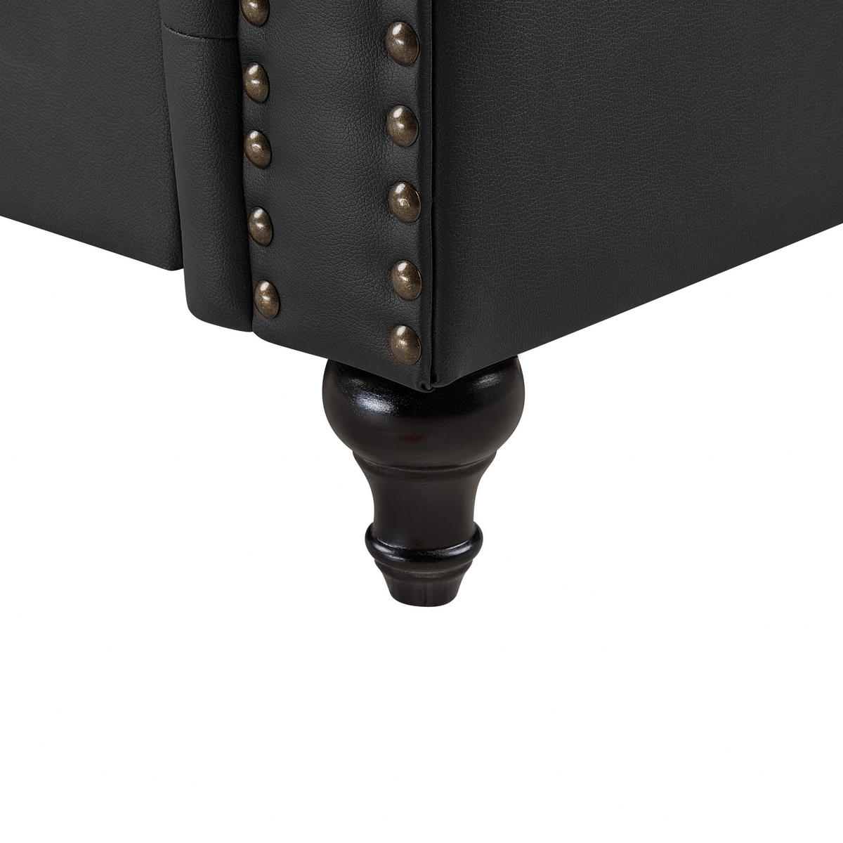 3-SITZER-SOFA Kunstleder Schwarz Chesterfield - Schwarz, Kunststoff/Textil (208/78/88cm) - Beliani