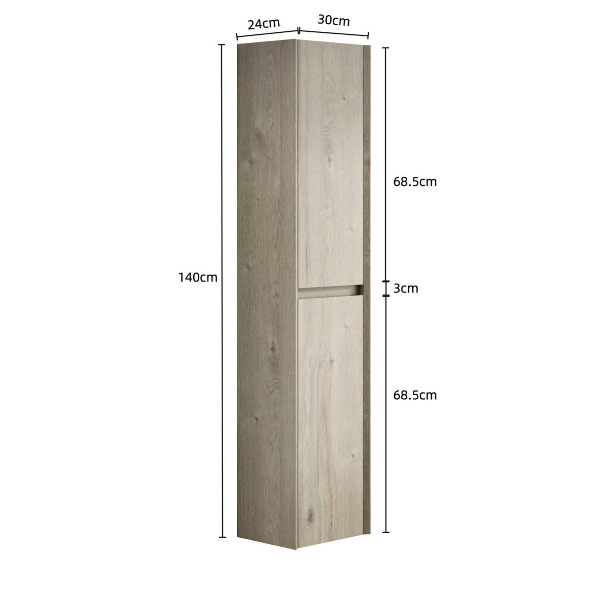 MIDISCHRANK 140 cm aus Sperrholz mit 2 Türen Gebrochenweiß - Creme, Holzwerkstoff (140/30/24cm) - Modenvie