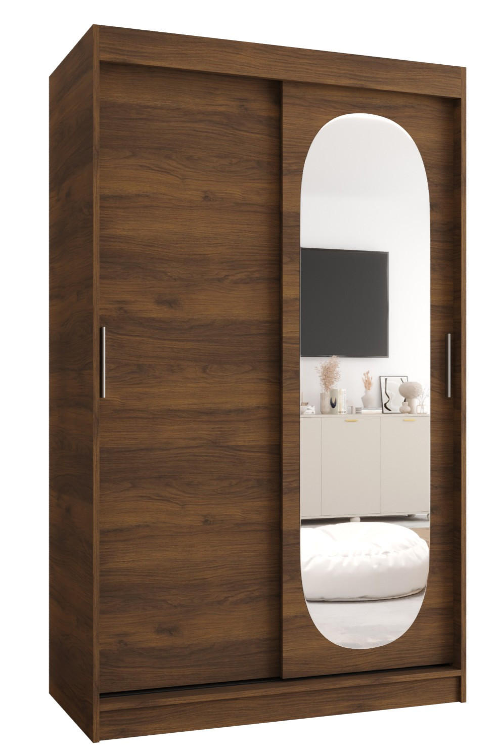 SCHIEBETÜRENSCHRANK mit Spiegel ROYAL 200/120/62 2-türig - Silberfarben/Walnussfarben, Holz (120/62/120cm) - MÖBEL KRYSPOL
