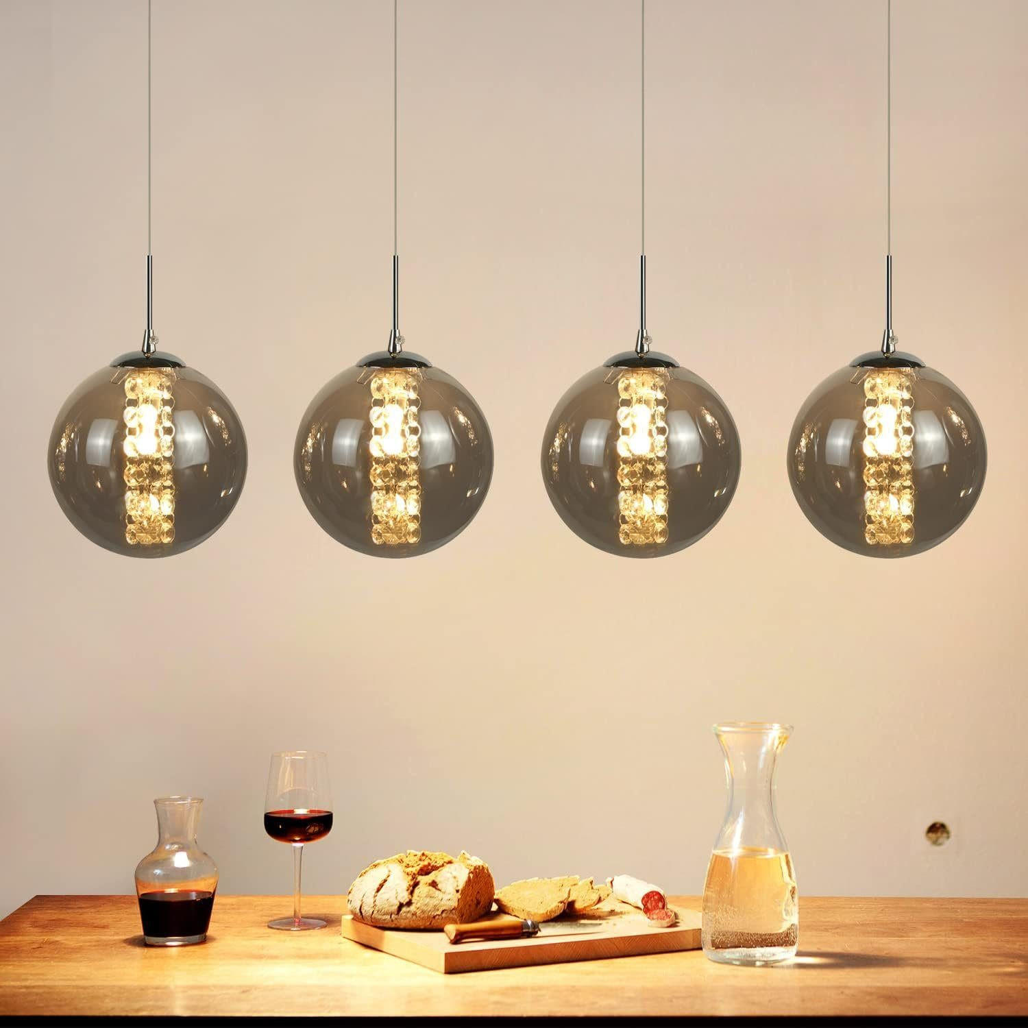 HÄNGELEUCHTE Energie 4-flammig 70/15/150 cm - Grau, Glas (70/15/150cm) - Nettlife