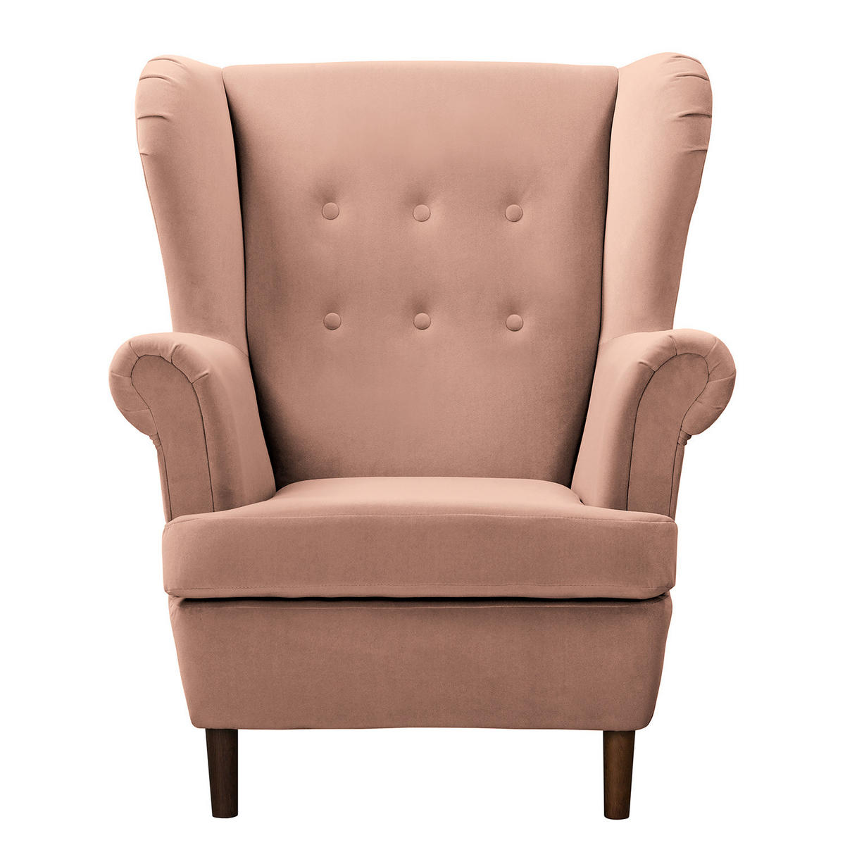 OHRENSESSEL - Dunkelbraun/Rosa, Textil (85/101/89cm) - home24