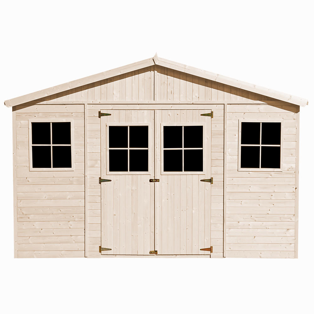 HOLZ-GARTHENHAUS mit imprägnierten Boden- H246 x 418 x 320 cm/ 12 m² - Beige, Holz (418/246/320cm) - Timbela