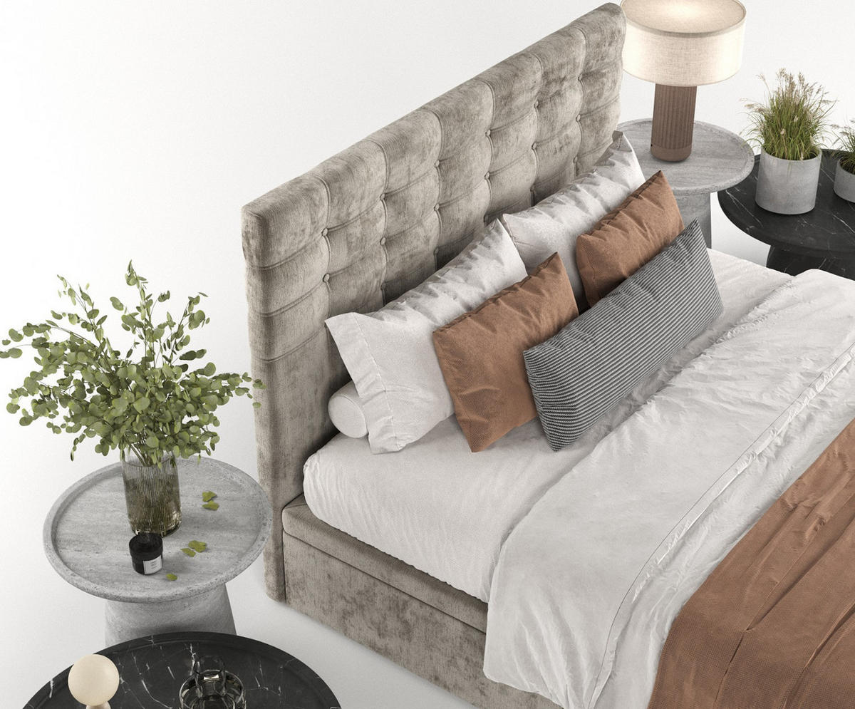 POLSTERBETT Callo mit Stauraum 120/200 cm Beige im Lotta Stoff - Beige/Schwarz, Holz/Holzwerkstoff (120/200cm) - AltaBeds