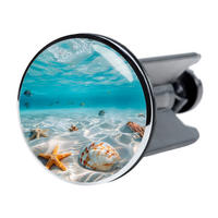 WASCHBECKENSTÖPSEL Waterworld - Blau/Beige, Kunststoff/Metall (4/7/7cm) - Sanilo