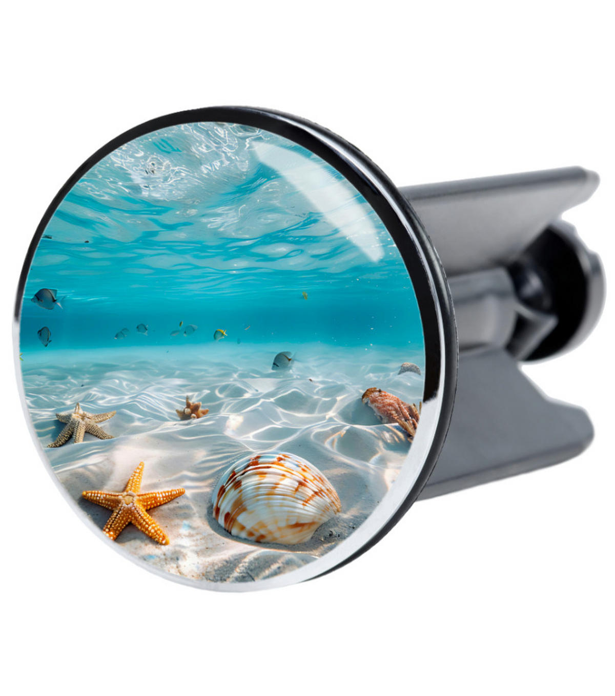 WASCHBECKENSTÖPSEL Waterworld - Blau/Beige, Kunststoff/Metall (4/7/7cm) - Sanilo