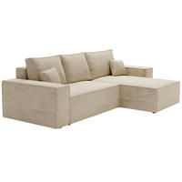 ECKSOFA mit Schlaffunktion Bergamo L 280 cm, Samt, Rechts - Beige - Beige, Holz (189/277cm) - Emporius