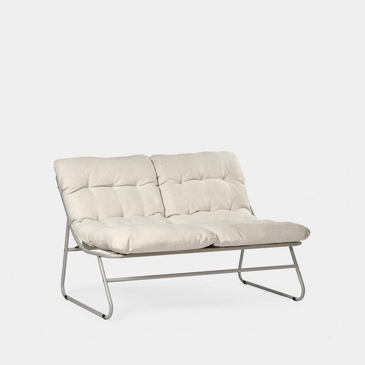 GARTEN-SET mit 2-Sitzer-Sofa und Couchtisch aus beigem Metall Kiet - Beige, Metall - Klast Home