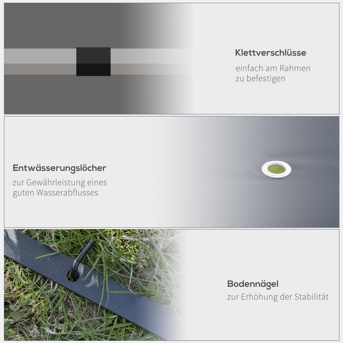 PAVILLON, Grau, Stahl, Polyester - Grau, Metall (295/255/295cm) - Outsunny