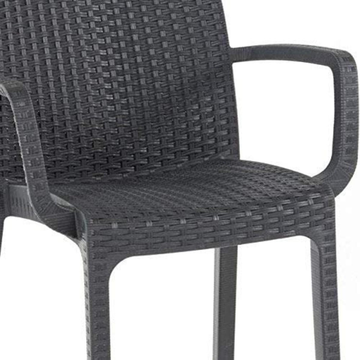 STUHL Verona Gastronomie Stuhl mit Armlehnen | Graphit | Gartenstuhl | Wetterfest - Anthrazit, Kunststoff (59/86/57cm) - BICA