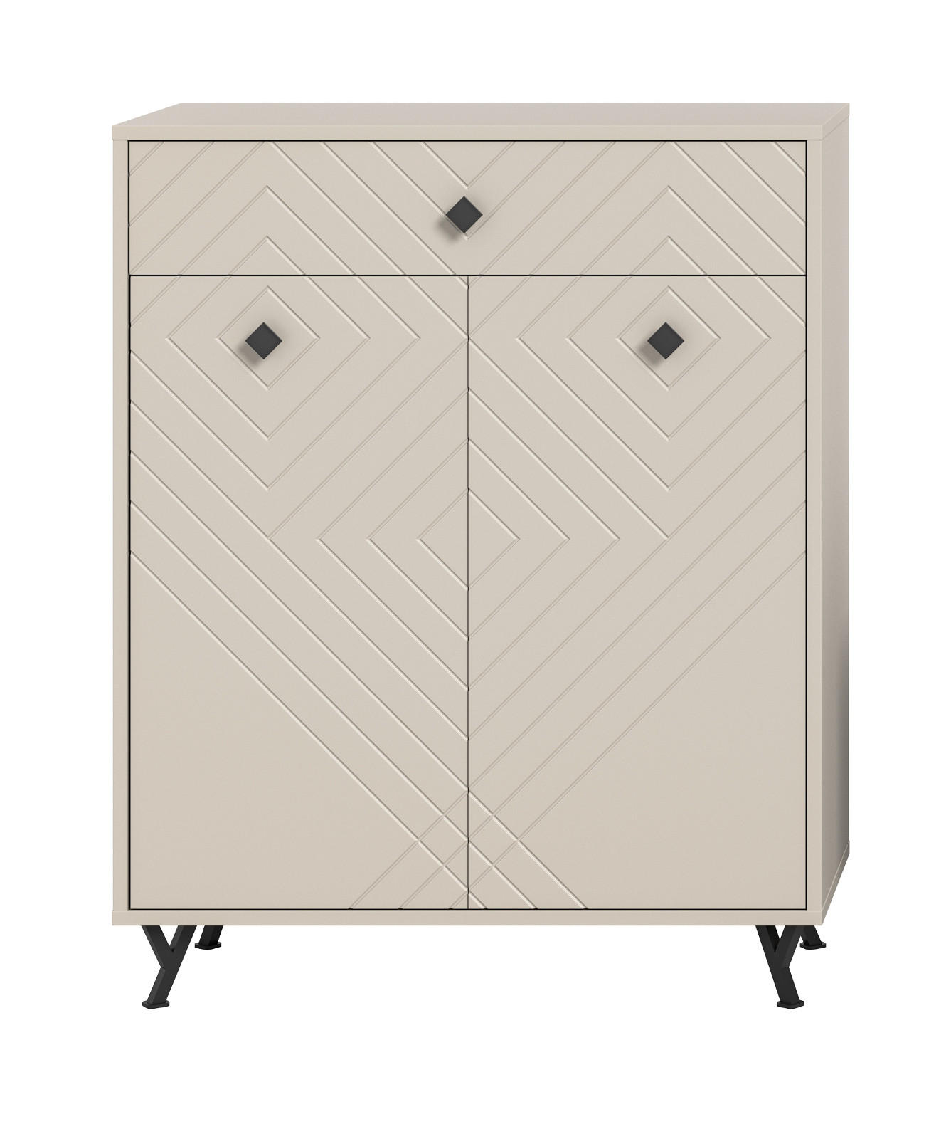 SCHUHSCHRANK Sand matt 80 cm, Kommode mit Fräsungen - Sandfarben/Beige, Holzwerkstoff/Metall (80/100/35cm) - Inn.Furn