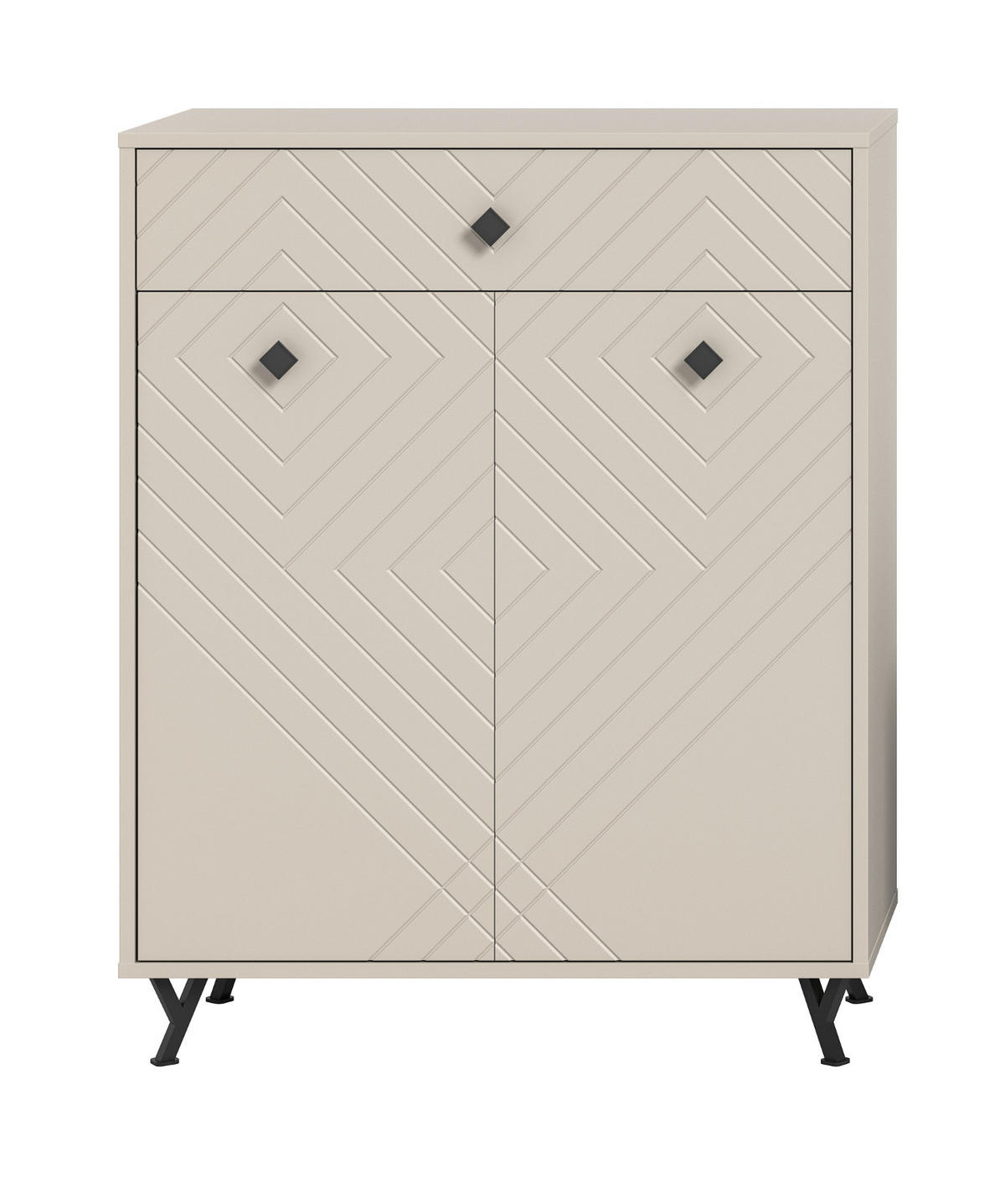 SCHUHSCHRANK Sand matt 80 cm, Kommode mit Fräsungen - Sandfarben/Beige, Holzwerkstoff/Metall (80/100/35cm) - Inn.Furn