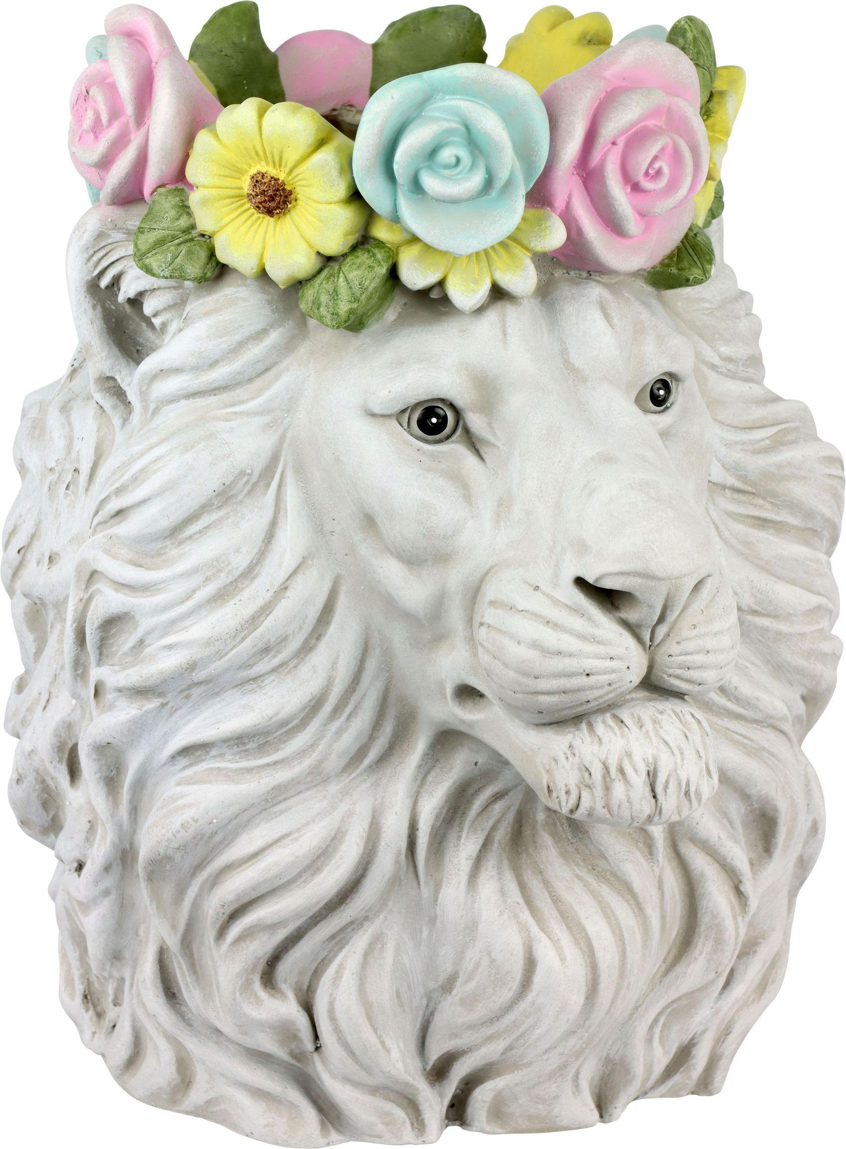 PFLANZTOPF Hippie Lion - Weiß, Kunststoff (34/39/30cm) - FURNARO