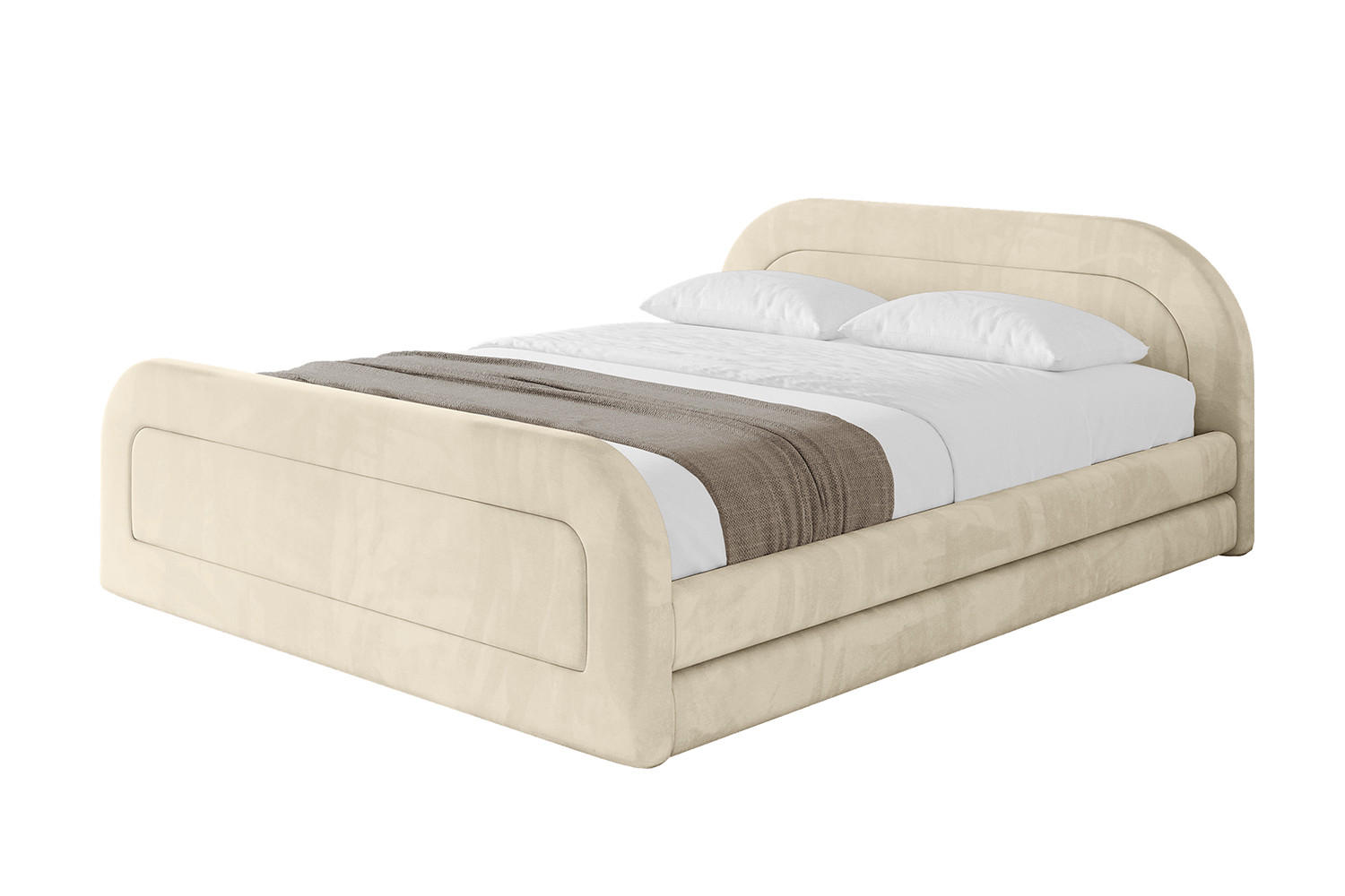 POLSTERBETT mit Bettkasten, Fußteil und Lattenrost, Boxbett mit Matratze H3/H4 - LERIS-v1-Z 160x200 Beige - Ecru, Holzwerkstoff/Textil (160/200cm) - ALTDECOR