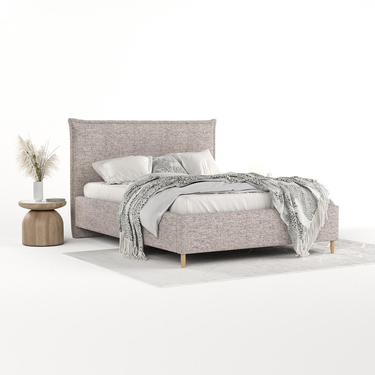 POLSTERBETT Plaza 120/200 cm Beige im Neve Stoff - Beige/Naturfarben, Holz/Holzwerkstoff (120/200cm) - AltaBeds