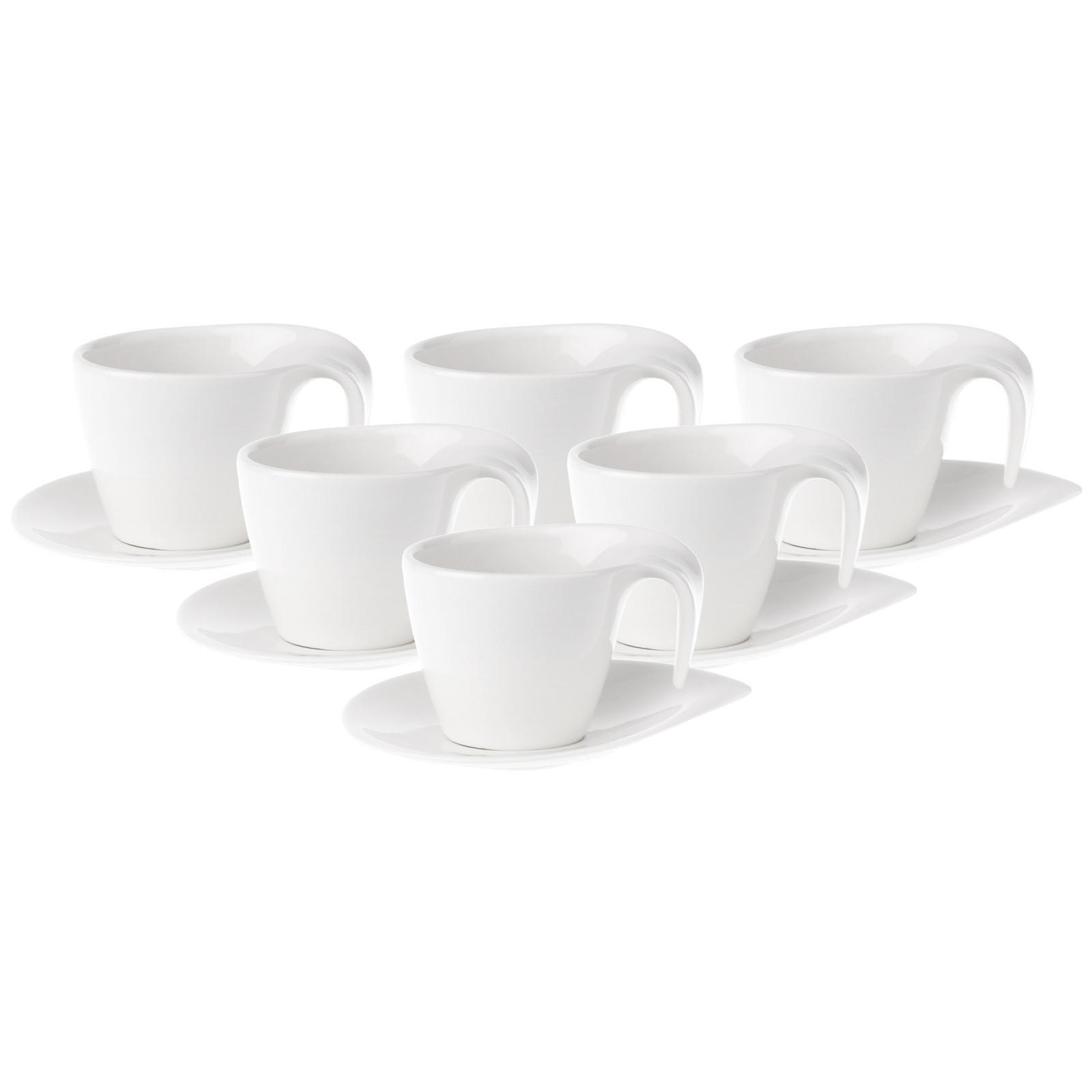 KAFFEETASSEN MIT UNTERTASSEN Flow weiß 200 ml 6er Set - Weiß, Keramik (15/10.8/17.7cm) - Villeroy & Boch