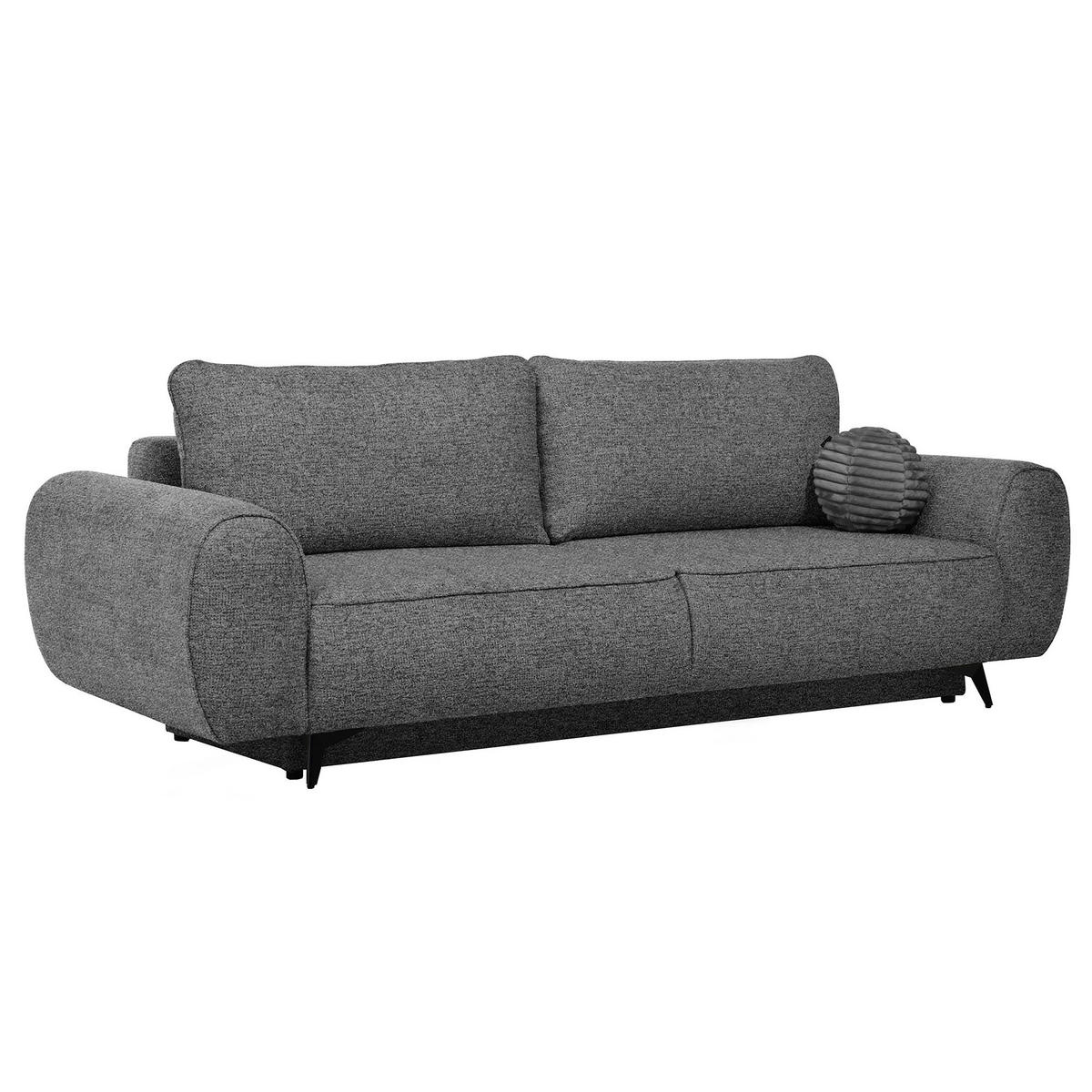 ROZKLÁDACÍ POHOVKA Vito, 3místná s úložným prostorem, systém DL, žinylková látka, tmavě šedá - černá/tmavě šedá, textil (256/90/99cm) - Beautysofa
