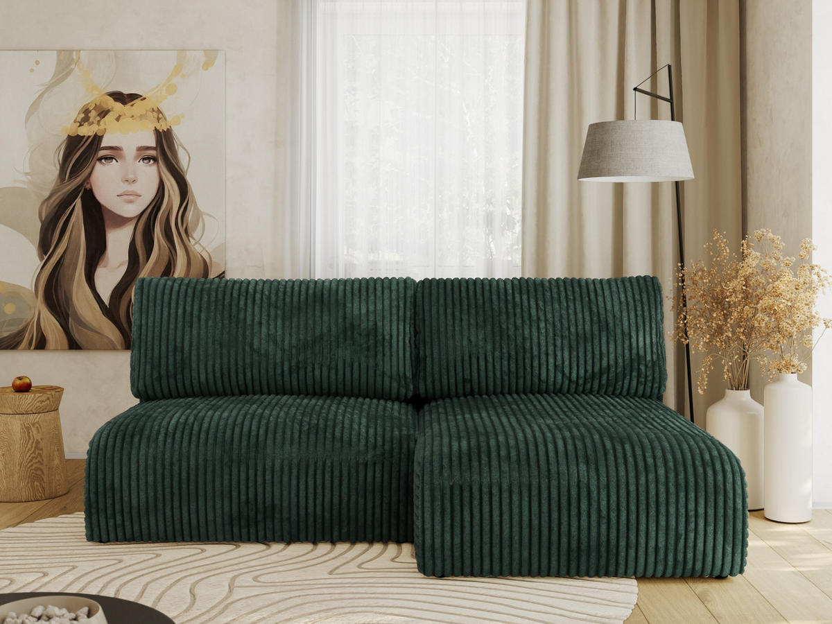 ECKSCHLAFSOFA VIVO L Grün Cord - rechts - Schwarz/Grün, Kunststoff/Textil (150/223cm) - MKS