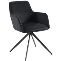 ARMLEHNENSTUHL Samt schwarz - Schwarz, Textil/Metall (56/81/62cm) - CLP