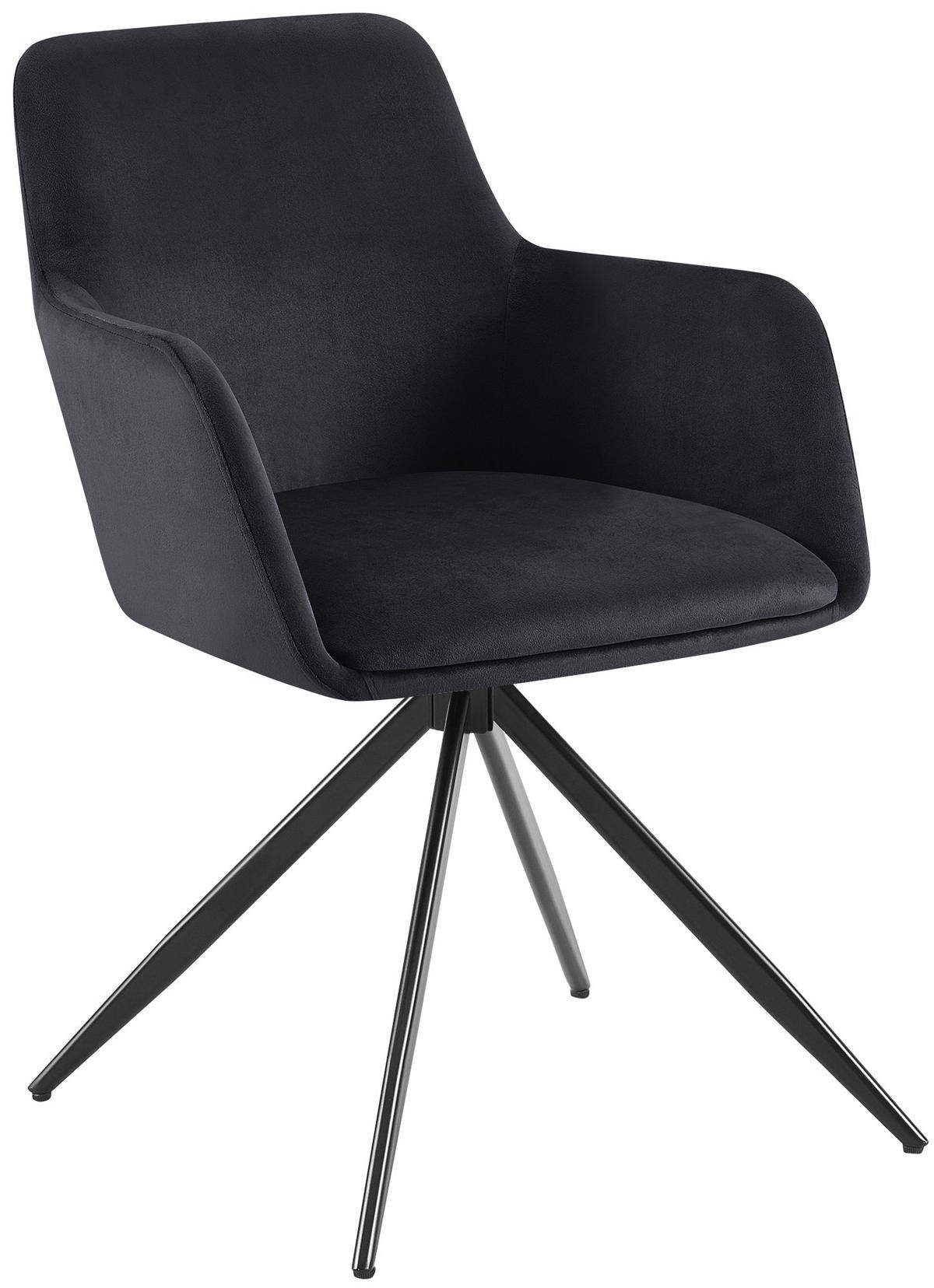 ARMLEHNENSTUHL Samt schwarz - Schwarz, Textil/Metall (56/81/62cm) - CLP