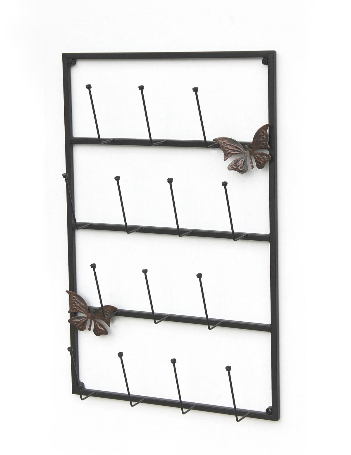 TASSENHALTER mit 14 Haken Wand Schwarz Metall 60 cm - Schwarz, Metall (40/60/9cm) - DanDiBo