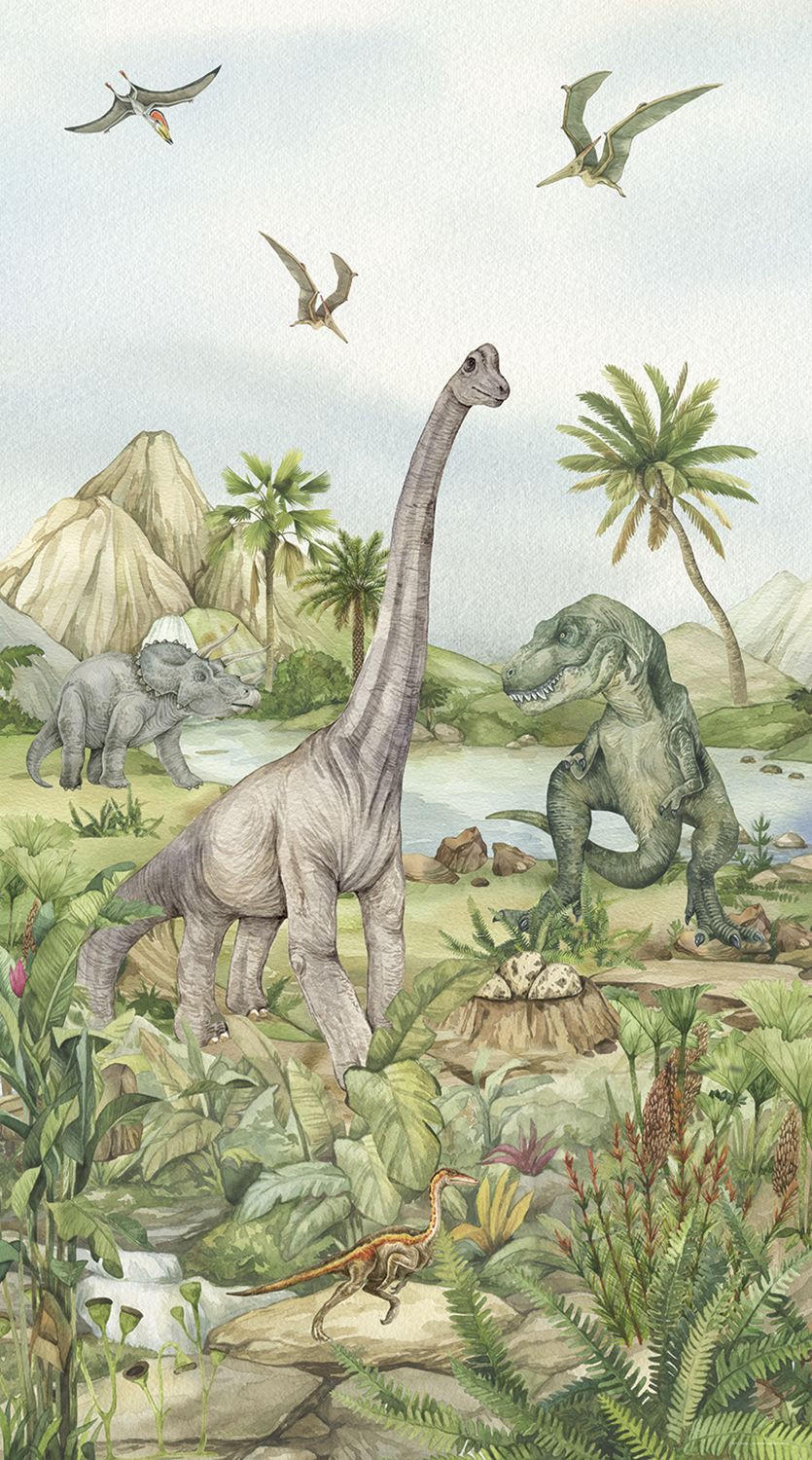 FOTOTAPETE Dinosaurier 270 x 150 cm - Grau, Papier (270/150cm) - Sanders & Sanders