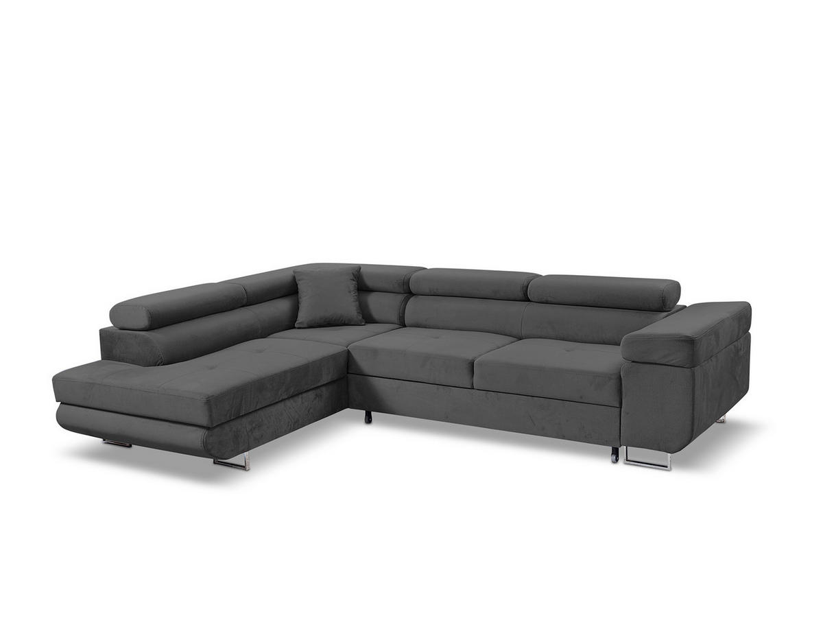 ECKSOFA Marlene III L-Form mit verstellbaren Kopfstützen Schlaffunktion Bettkasten 271 cm links dunkelgrau - Dunkelgrau, Kunststoff (271/202cm) - Margaret Hadas24