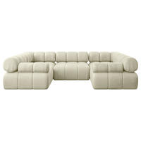 WOHNLANDSCHAFT modulares Sofa Birno-U1 - 285x190x70 cm Beige Velours - Beige, Holzwerkstoff/Textil (285/70/190cm) - ALTDECOR