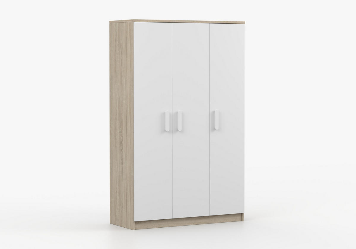 JUGENDZIMMER Elora in Eiche und Weiß – 6-teiliges Set – Grifffarbe Weiß - Braun, Holzwerkstoff (80/200/120cm)