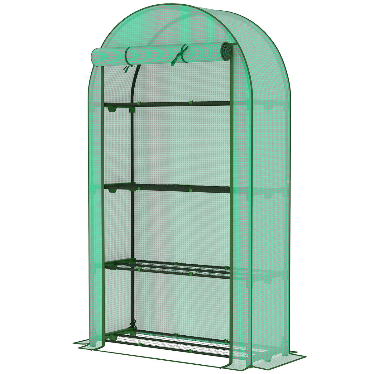 GEWÄCHSHAUS DE-12040 mit 4 Etagen & Rolltür Grün - Grün, Kunststoff (45/160/105cm) - ComfortXL