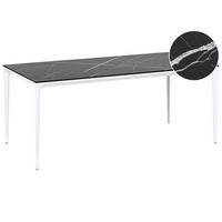 GARTENTISCH 180/90 cm Marmor Optik Schwarzer Marmor Sovareto - Schwarz, Kunststoff (180/90/75cm) - Beliani