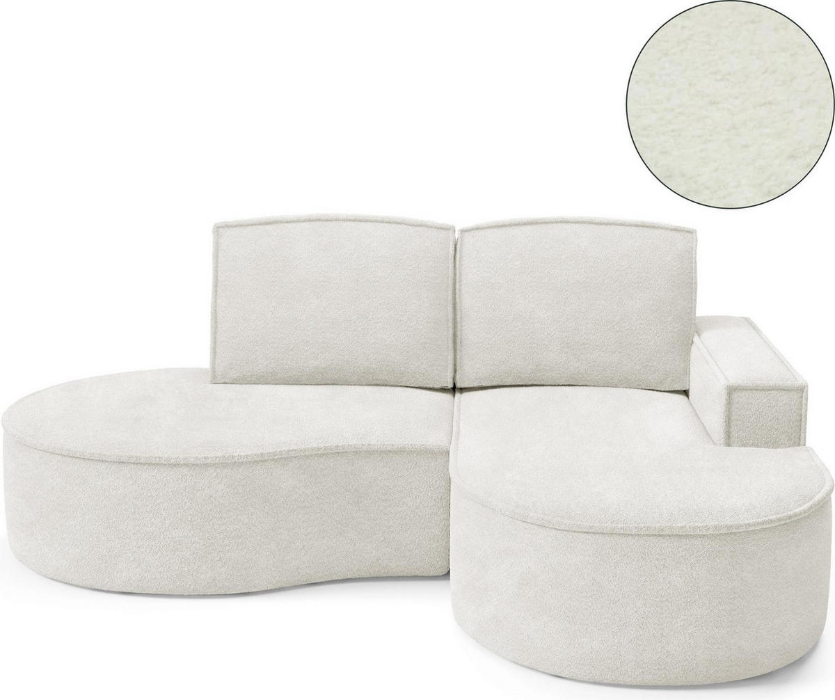 ECKSOFA Flow Weiß, mit Kissen in Abriamo Stoff, rechte seite - Weiß, Holzwerkstoff/Textil (210/157cm) - Bettso