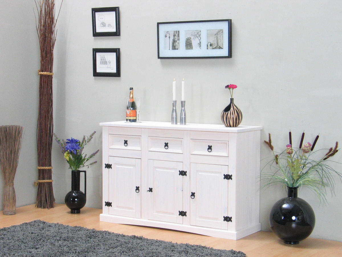 SIDEBOARD weiß - Weiß, Holz/Textil (132/84/44cm) - ebuy24