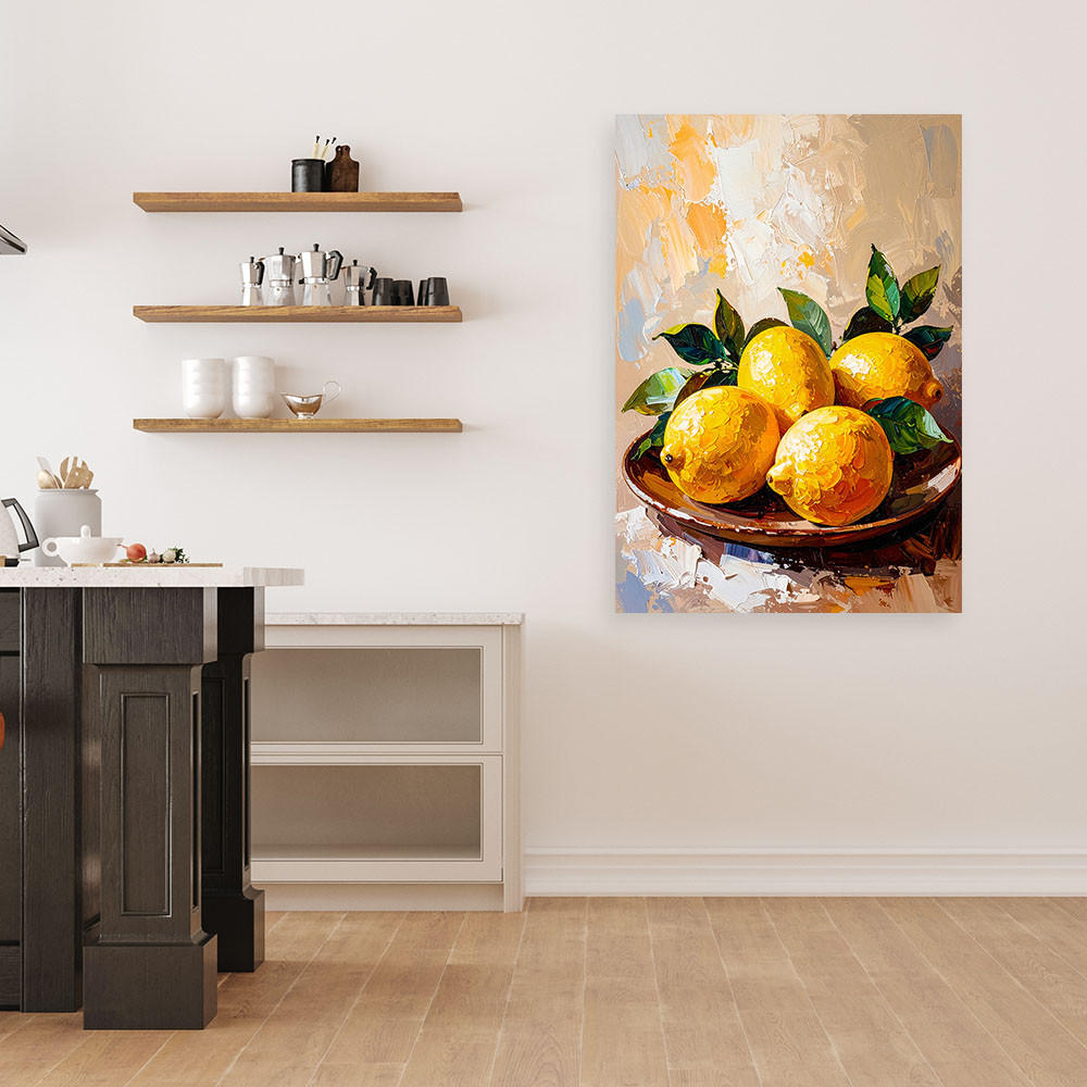 LEINWANDBILD Zitronen Obst 80x120cm - Beige, Textil (80/120cm) - Feeby