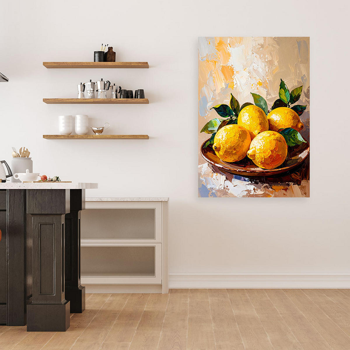 LEINWANDBILD Zitronen Obst 80x120cm - Beige, Textil (80/120cm) - Feeby