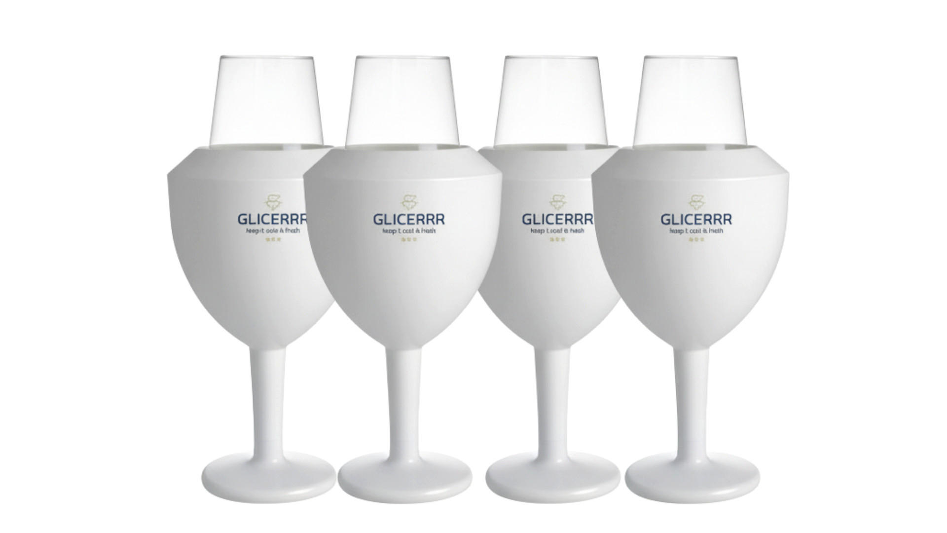 WEINGLASKÜHLER - und Halterset + Glas - 4-teilig - Weiß, Kunststoff (0.1L)