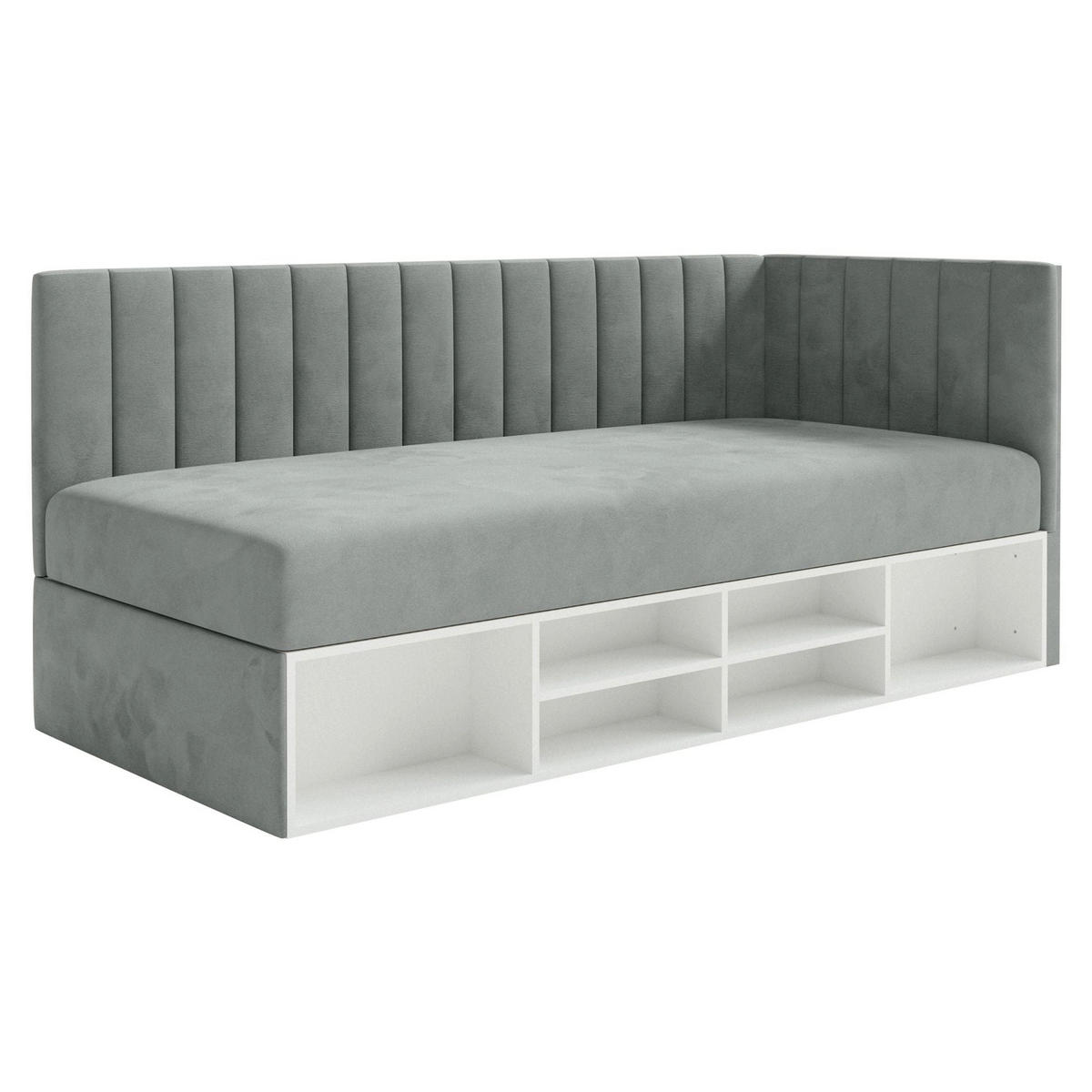 JUGENDBETT Ventrio Grau Easy-Clean-Samtbezug 90x200 cm - Grau, Holz/Textil (90/200cm) - Selsey