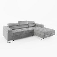 ECKSOFA VEMO MINI Rechts Grau Velour-Stoff Kompakter Komfort für Wohnräume - Grau, Textil (235/175cm) - Barchello