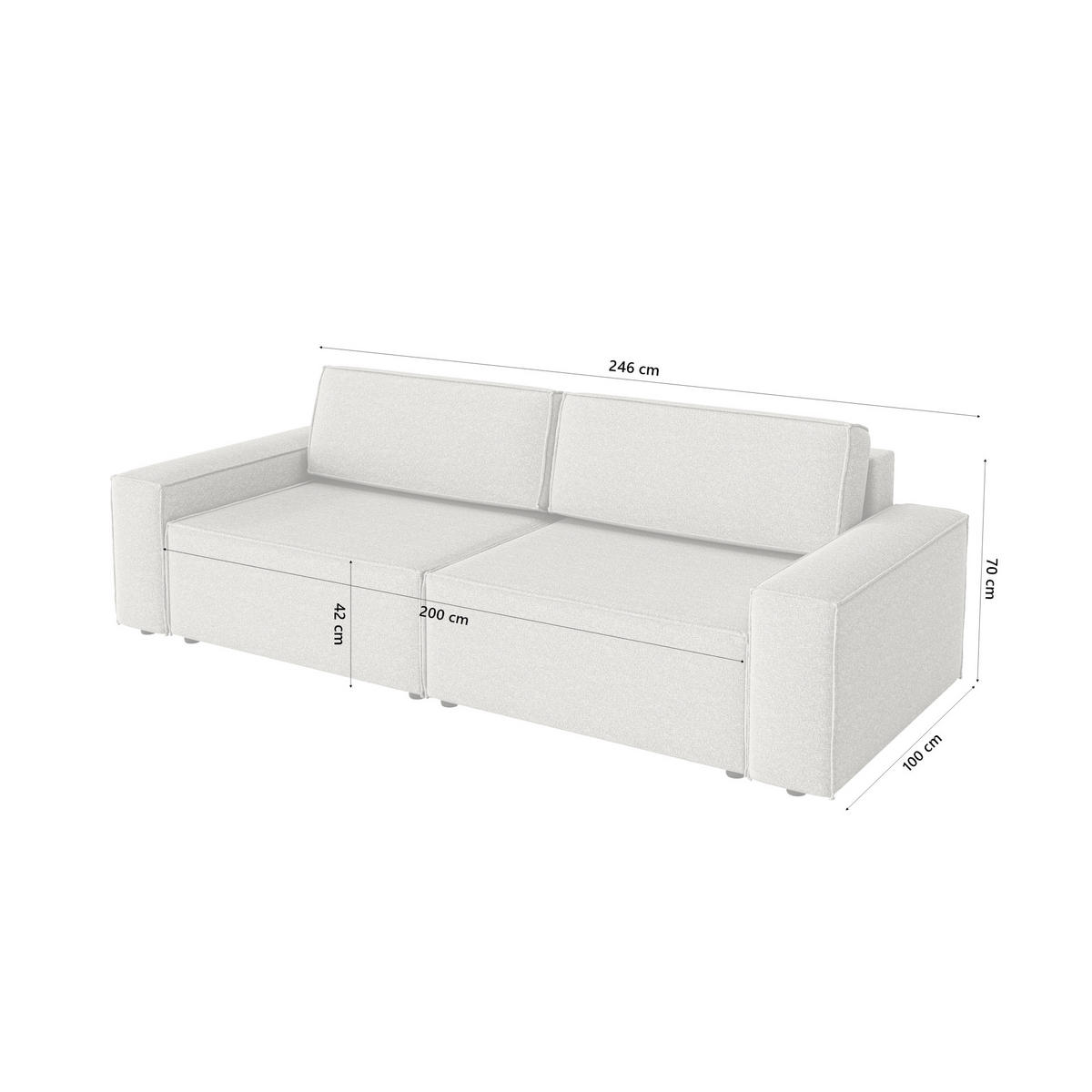 SOFA Lummo Mi mit Schlaffunktion, Grau - Grau, Textil (246/70/185cm) - Fedve