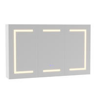 SPIEGELSCHRANK 3-türig LED mit Steckdose Antibeschlag Badschrank 100cm - Weiß, Glas (100.4/60/13.5cm)
