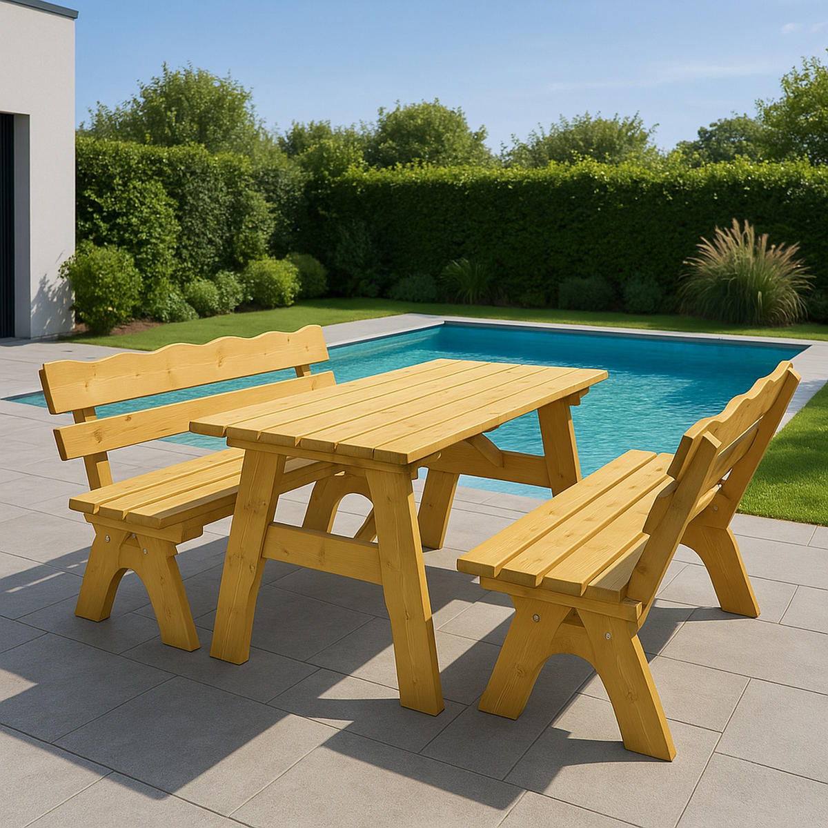 GARTEN-GARNITUR Drieburg 150cm aus Kiefer massiv 4tlg. - Braun, Holz - TPFGarden