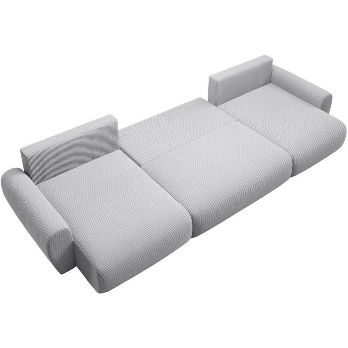 WOHNLANDSCHAFT mit Schlaffunktion Poss U hellgrau - Hellgrau, Textil (395/70/153cm) - Beautysofa