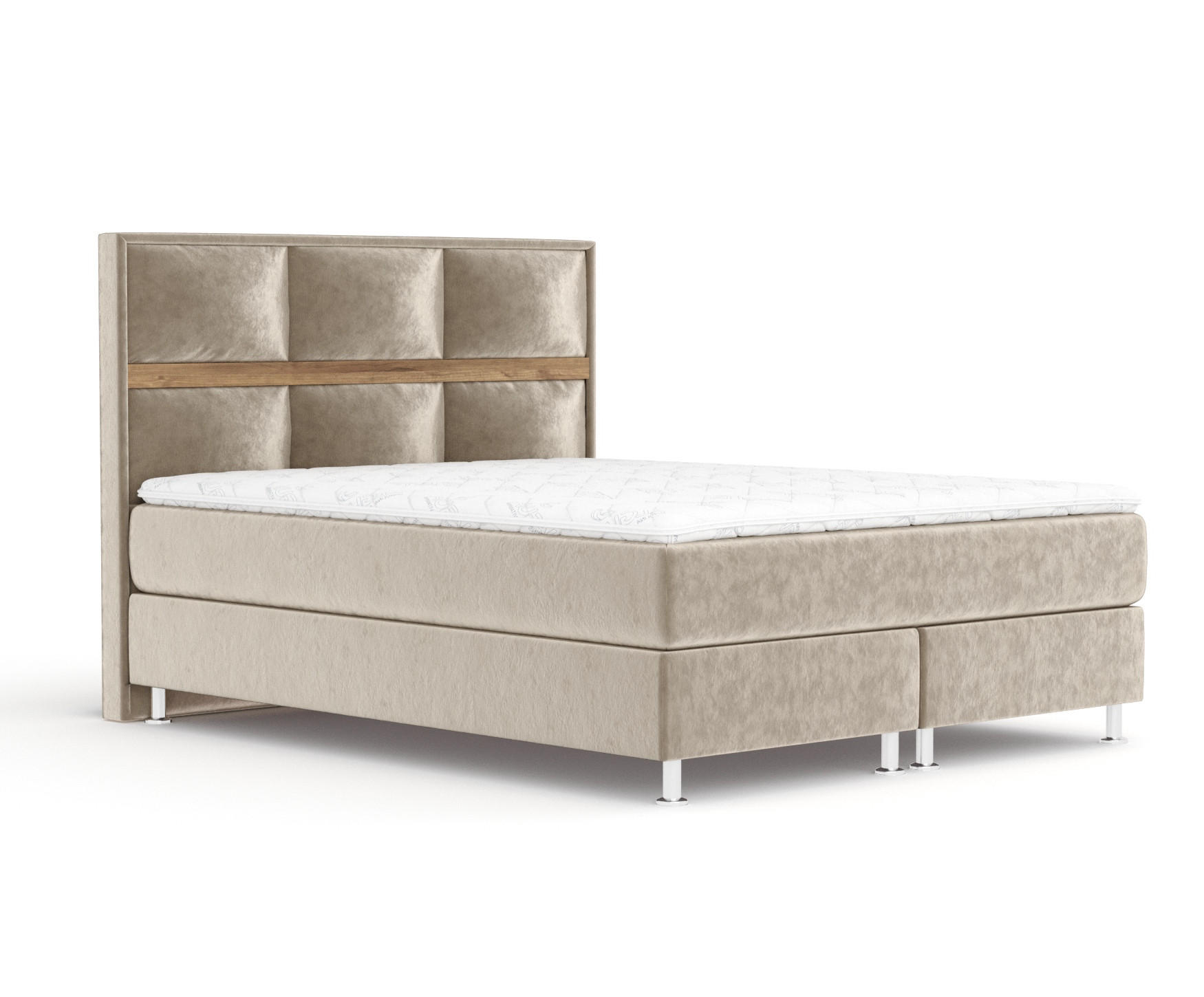 BOXSPRINGBETT Soto Beige 160/200 cm mit Latex-Topper - Beige/Silberfarben, Holz/Holzwerkstoff (160/200cm) - Maison de Reve