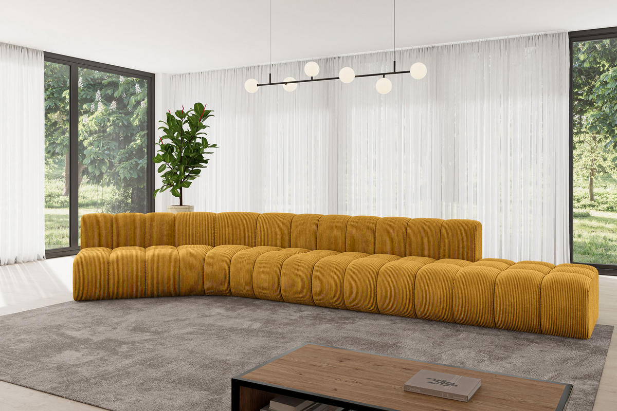 ECKSOFA modulares Sofa Brilo-L2 - 471x174x70 cm Senfgelb - Currygelb, Holzwerkstoff/Textil (471/174cm) - ALTDECOR