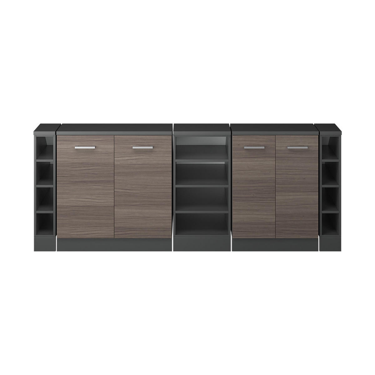 KUHINJSKI ORMAR ZA KOSINE KROVA R-Line Plemenita Siva 210 cm Set od 5 ormarićnih korpusa, dubina 60 cm - siva/antracit, drvni materijal (210/83.8/60cm) - Vicco